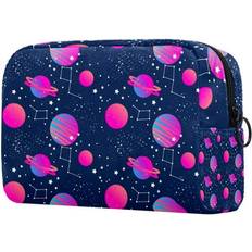 Purple Cosmetic Bags Ownta Space Galaxy Purple Planets Makeup Pouch - Purple