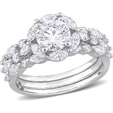 Engagement Rings 2.95 Carat (ctw) Synthetic Moissanite Floral Bridal Engagement Wedding Ring Set in Sterling Silver