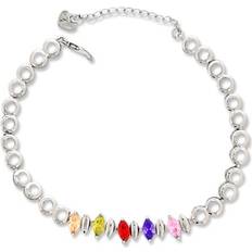 Silver Plated Anklets Kaash Customs Women CZ Stone Fine Anklets for Summer Silver Brass Metal