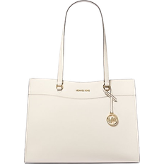 Michael Kors Jet Set Travel Large Saffiano Leather Pocket Tote Bag - Light Cream