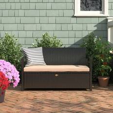 Barton Outdoor Storage with Cushion Black Garden Bench