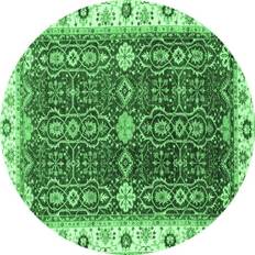 Ahgly Company Indoor Round Oriental Emerald Green Area Rug 8