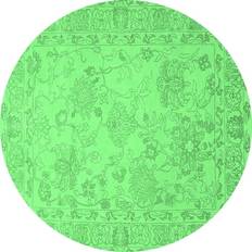 Ahgly Company Indoor Round Emerald Green Area Rug 3 pcs