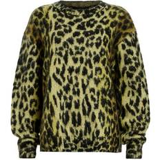 RMS (Responsible Mohair Standard) Tops AllSaints Lex Oversized Leopard Print Jumper - Electric Yellow