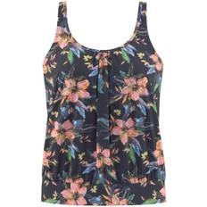 Grey Tankinis Lascana Malia Tropical Print Tankini Top - Anthracite