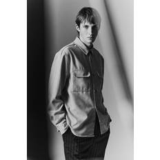 H&M Herre Overtøj H&M Herre Filtet Overshirt Regular Fit - Hvid