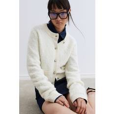 H&M Boucléstrikket Cardigan - Hvid