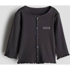 9-12M Skjortor Barnkläder H&M Baby Trikåtröja Med Knappar - Mörkgrå
