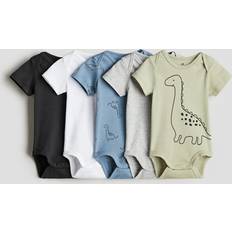 Dinosaurer Bodyer H&M Baby 5-Pack Body I Bomull - Grønn