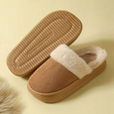 Plastic Slippers Shein Couple's Casual Warm Bedroom Slippers - Autumn/Winter