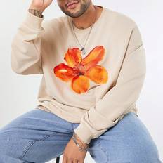 Florals - Men Jumpers Shein Manfinity Plus Size Floral Print Pullover Sweatshirt - Men's