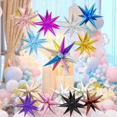 Pink Text & Theme Balloons Shein Colorful Explosion Star Foil Balloons 12pcs Set