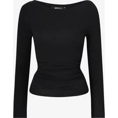 Gina Tricot Soft Touch Boatneck Top - Musta