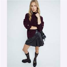 River Island Kjolar River Island Minikjol I Läderimitation Med Slitna Detaljer - Mörkbrun