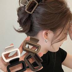 Shein Women's Medium Black White Brown Khaki Square Hair Clips 4 pcs