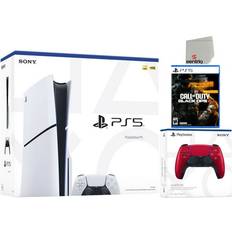 Game Consoles Sony Pro-Distributing, PlayStation 5 Slim Disc PS5 with Call of Duty Black Ops 6 and Extra Volcanic Red Controller Bundle