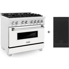 ZLINE SteamClean Gas Ranges ZLINE 36 in 6 Burner Dual Fuel Range Stainless Steel, White