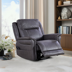 Hokku Designs Swivel Leather Recliner Armchair