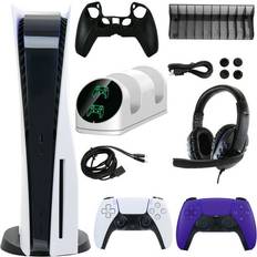 Game Consoles Sony Entrotek, PlayStation 5 Core with Extra Purple Dualsense Controller and Accessories Kit (PS5 PlayStation Disc Version)