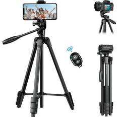 Camera Tripods K&F Concept 59.4 /1.5m Aluminum Camera Tripod with Wireless Remote Lightweight 360 Panorama Travel Tripod with Adjustable Height 17-60 inches for Travel and Outdoors