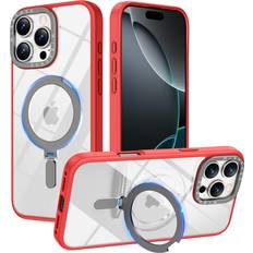 Miracase 2024 Magnetic for iPhone 16 Pro Max Case with Stand 6.9'' [Compatible with MagSafe] Shockproof Phone Case for iPhone 16 ProMax with Flexible & Reliable Built-in Kickstand, Red