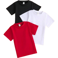 Shein Young Boy 3pcs Solid Round Neck Tee