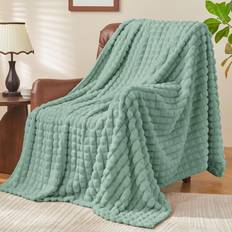 Sage Green Throw Blanket 3D Checkered Blankets Green