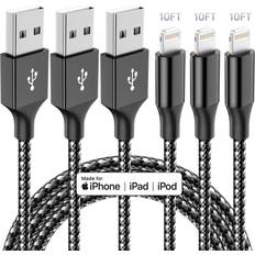 Mobile Phone Accessories MenoSupp iPhone Charger,3 Pack 10 FT iPhone Charger Fast Charging Cord Apple MFi Certified Lightning Cable Nylon Braided Compatible with iPhone 14 13 12 11 Pro Max XR XS X 8 7 6 Plus SE iPad and More