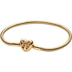 Pandora Black Bracelets Pandora Family Tree Heart Clasp Snake Chain Bracelet - Gold/Black/Transparent