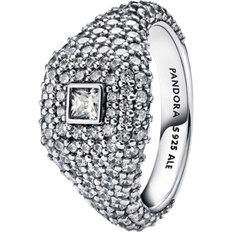 Zircone Anelli Pandora Pavé Square Cocktail Ring - Silver/Transparent