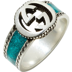 Gucci Sieraden Gucci Interlockin G Band Ring - Silver/Blue