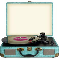 Vinyl Record Player Belt-Drive 3-Speed,Vintage Record Player,Portable Bluetooth Turntable with Built-in Stereo Speakers, Supports RCA Output, Aux Input,Headphone Jack,Suitcase Design