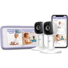 Nursery Pal Cloud Touch Twin Smart WiFi Enabled Baby Monitor with 2 Cameras, 5 Inch HD Color Touchscreen Parent Unit, plus Preloaded Soothing Sounds, Lullabies, and Stories, White