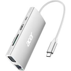 Silver Docking Stations Acer USB C Hub 9-in-1 HDMI