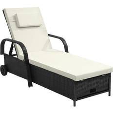 YitaHome Outdoor Wicker Chaise Lounge Chair with Storage