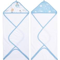 Blanc Serviettes de bébé Aden + Anais Space Explorers Essentials Hooded Baby Bath Towel 2-pack