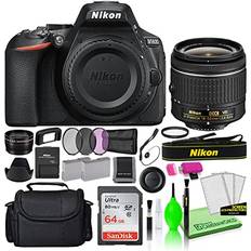 Digitale camera's Nikon D5600 24.2MP DSLR Digital Camera with AF-P DX 18-55mm Lens (1576) Deluxe Bundle -Includes- Sandisk 64GB SD Card Large Camera Bag Filter Kit Spare Battery Telephoto Lens More
