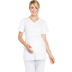 Cherokee Maternity Women Scrubs Top Mock Wrap - White