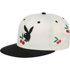 Playboy Cherry Flat Bill Snapback Hat - Ivory/Black