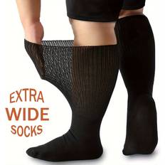 Temu Extra Wide Knit Fabric Diabetic Socks - Breathable Polyester/Spandex