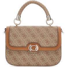 Guess Orlina Top Handle Flap Bag - Latte Logotyp/Brun