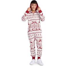 Men - Red Jumpsuits & Overalls Tipsy Elves Men's Fair Isle Knit Jumpsuit - Red/White