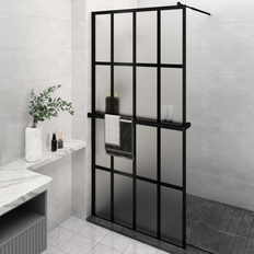 Black Shower Wall vidaXL Walk-in Shower Wall with Shelf 46.5 x 74.8 in