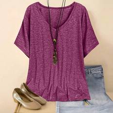 Multicoloured T-shirts Shein Plus Size Round Neck T-Shirt - Colorful