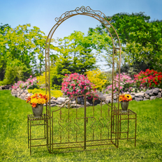 Pink Enclosures 96 Inch Tall Iron Garden Gate Archway 96" H x 76.75" W x 14.75" D