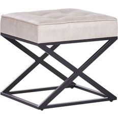 Kunstlæder Skamler Beliani Retro Upholstered Faux Leather Footstool Beige Murdo Seating Stool