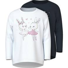 Herzen Kinderbekleidung Name It Blouse 2-pack - Bright White/Dark Sapphire