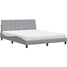 vidaXL Bett Mit Matratze Hellgrau 160x200 cm Stoff Betten-Sets