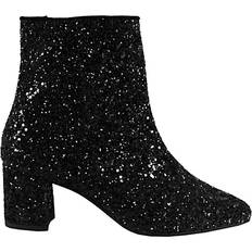 Blokhæl - Dame - Hæl Ankelstøvler Angulus Sparkling Glitter - Black Glitter