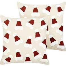 45.0 cm Copricuscini Beliani Set of 2 Scatter Cushions 45 x 45 cm Cushion Cover Red, Beige (45x45cm)